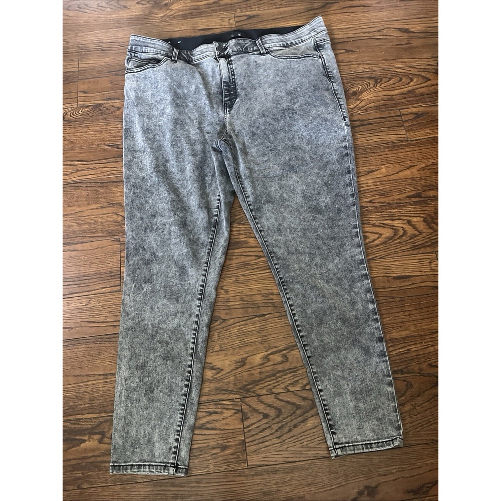 Lularoe With Love Magic Waist Stretch Skinny Jeans Womens 42 Black Acid Wash